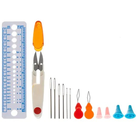 Set de Crosetat 85 Piese, Ace si Acesorii, Geanta depozitare cu fermoar, accesorii multicolore [3]