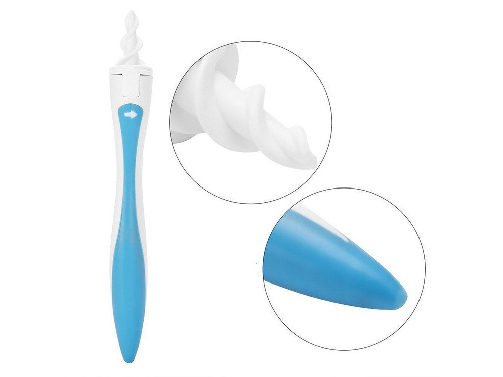 Dispozitiv pentru curatarea urechilor, 16 varfuri silicon, design spiralat, alb/albastru [9]
