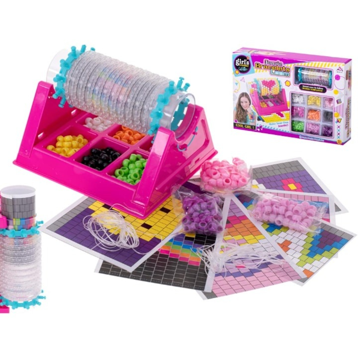 Set pentru bratari cu margele, 9 culori diferite, razboi de cusut - Multicolor [5]