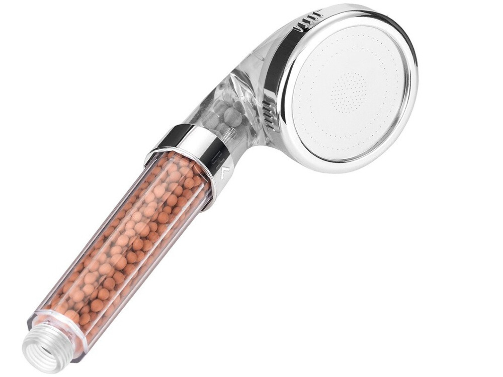 Para de dus, plastic, granule anticalcar, filet standard de 1/2 inch, argintiu, 21 cm [2]