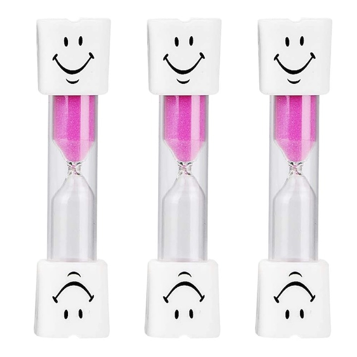 Set 2 clepsidre pentru perierea dintilor, 3 minute, 10 x 2.5 cm, roz [8]