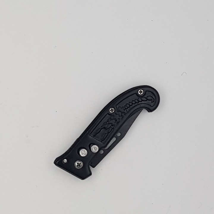 Briceag pentru supravietuire, camping, otel inoxidabil, model scorpion, maner ergonomic, 15.5 cm, negru [12]