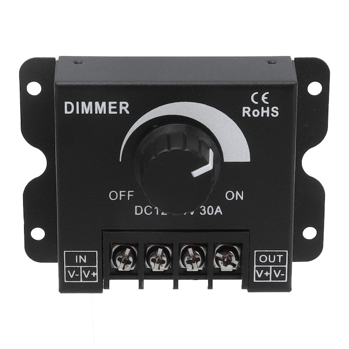 Dimmer pentru benzi LED, control manual, 12V-24V, 30A, negru [8]