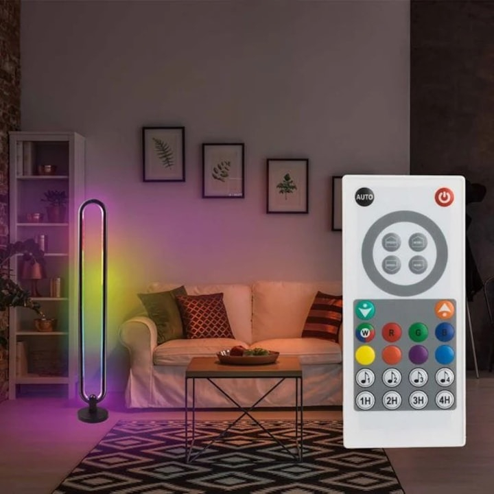 Lampa de podea, LED RGBW, telecomanda inclusa, 13 x 104.5 cm, negru [5]