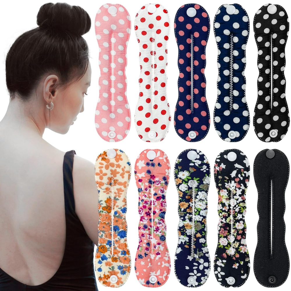 Accesoriu tip twister, pentru aranjarea parului in stil coc, 23 cm, model floral, roz [6]
