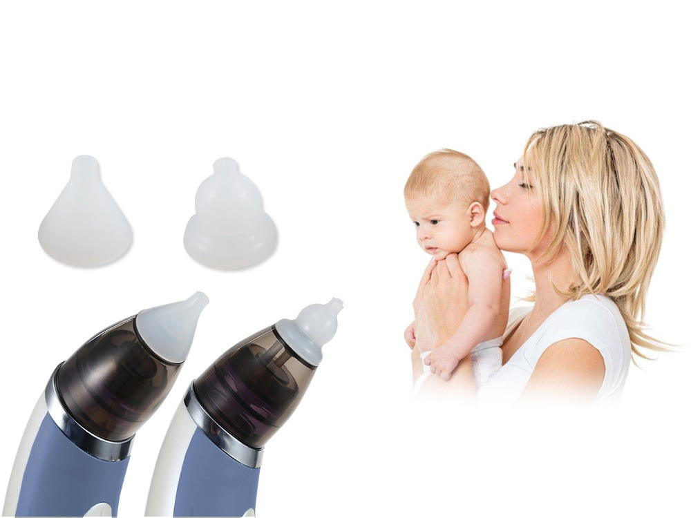 Aspirator nazal pentru bebelusi, electric, 2 capete, 6 filtre, 5 viteze, reincarcabil, albastru [4]