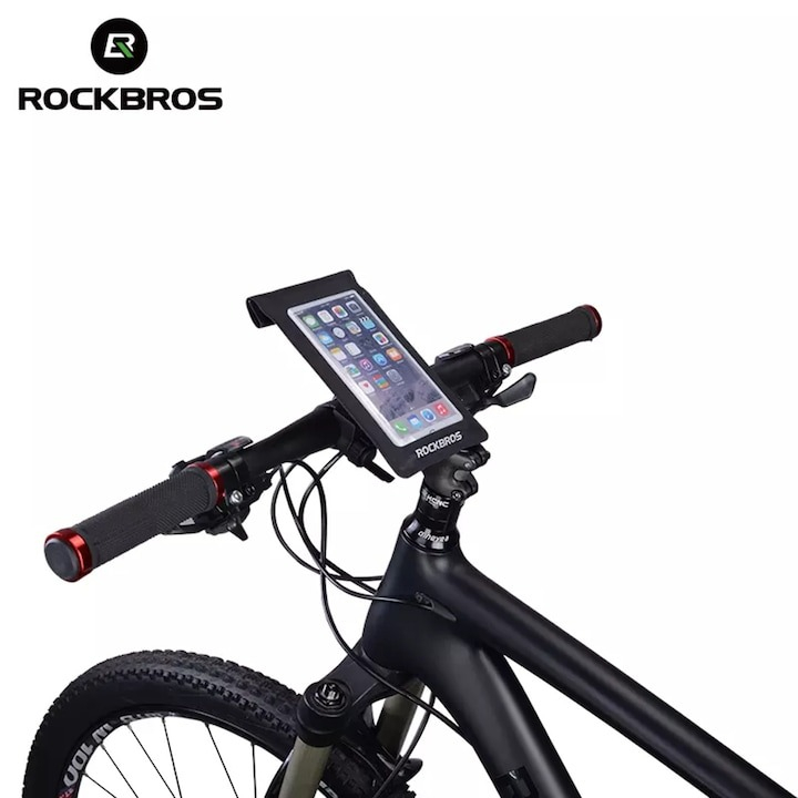 Husa de telefon pentru bicicleta, diagonala max 6", impermeabila, negru [5]