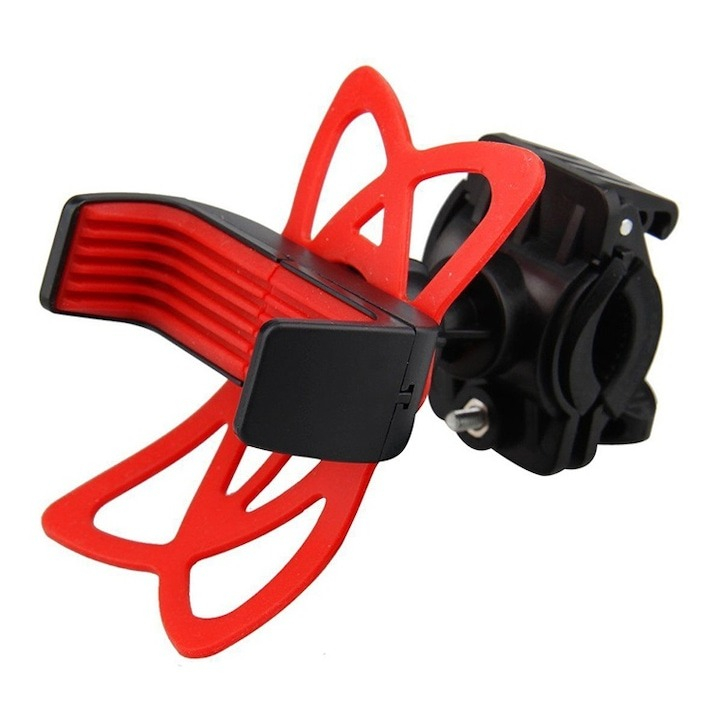Suport telefon pentru biciclete/motociclete, bretele din silicon, ajustabil, rotire 360°, rosu [8]