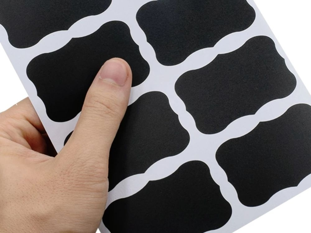 Set 192 etichete autoadezive, marker alb inclus, PVC, reutilizabil, 5.5 x 3.5 cm, universal, pentru plastic, metal, sticla, negru [13]