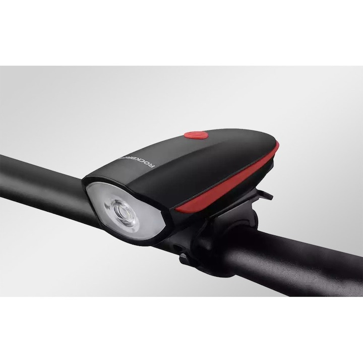 Lanterna bicicleta cu acumulator si sonerie, impermeabila IPX5, 250 lm, 1200 mAh, rosu [3]