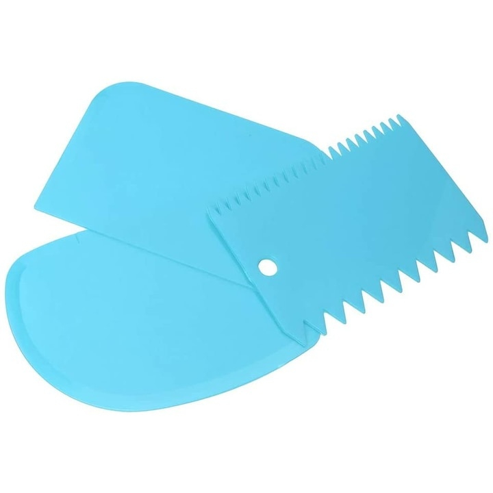 Set 3 spatule pentru decorat si ornat prajituri, torturi, plastic, 12 cm, albastru [3]