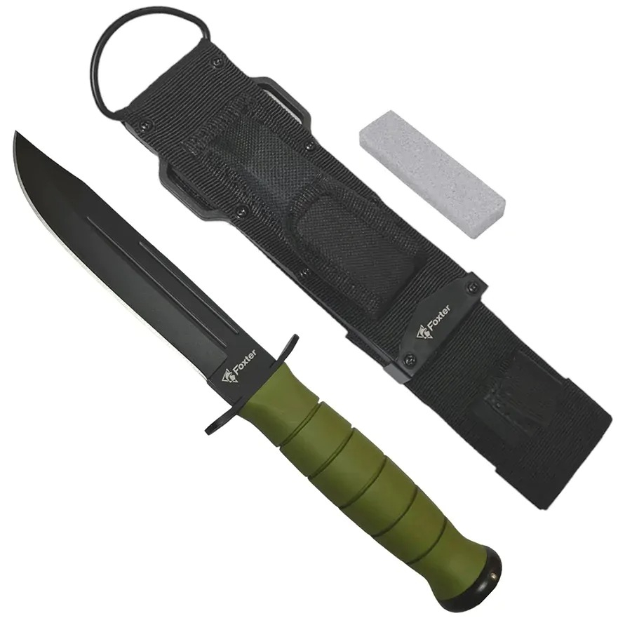 Cutit de vanatoare, otel inoxidabil/ABS, 26 cm, negru/verde, husa inclusa [3]