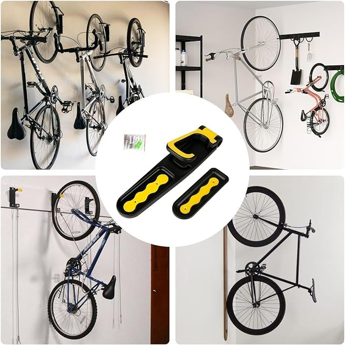 Suport pentru bicicleta, montare pe perete, 35 cm, negru/galben [6]
