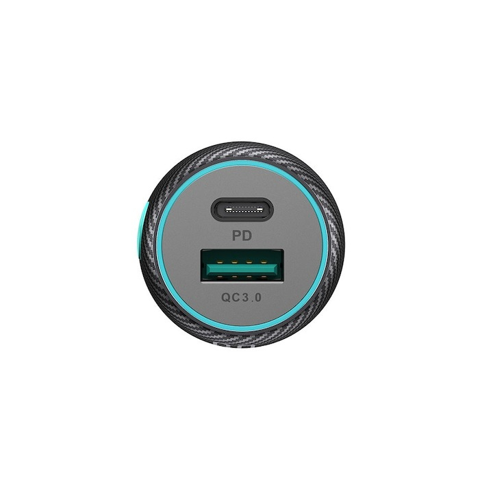 Incarcator auto, 1 x USB, 1 x USB-C, 60W, incarcare rapida, negru [8]