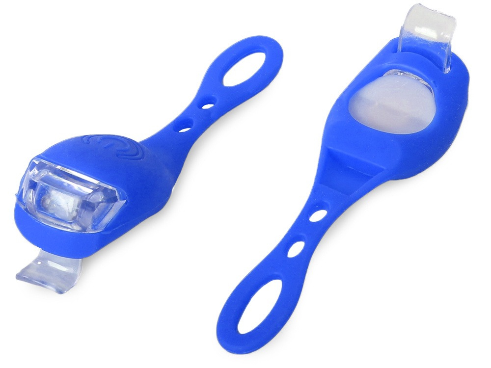Set 2 lampi silicon pentru bicicleta, cu lumina alba, 3 moduri de luminare, impermeabile, albastru [6]