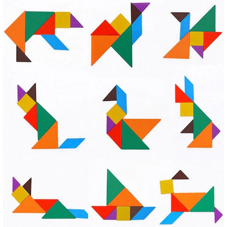 Puzzle din lemn 3in1 pentru copii,asamblare logica,tetris,38 piese - Multicolor [5]