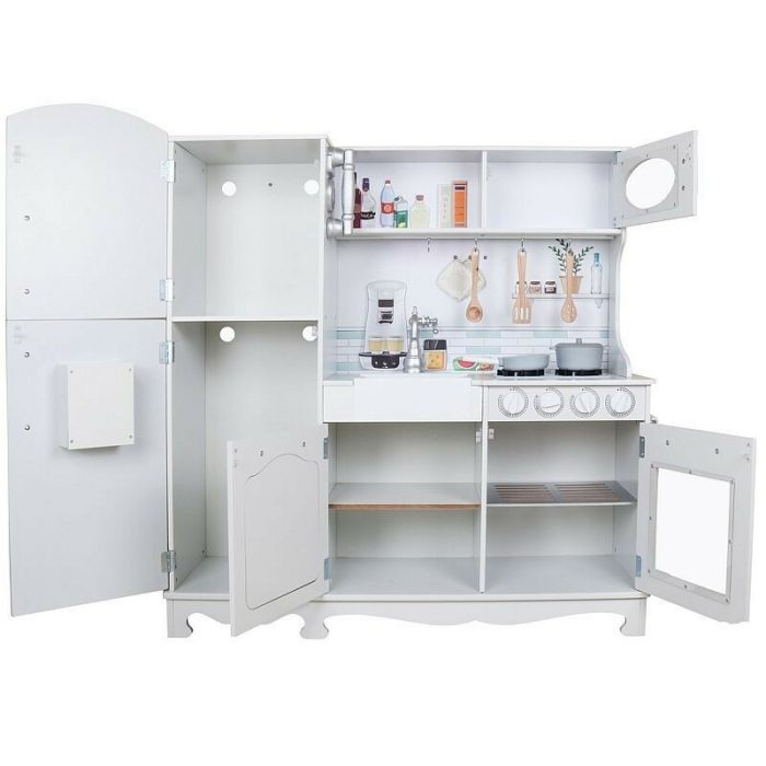 Bucatarie din lemn pentru copii,91x102x35 cm,accesorii incluse - Alb [2]