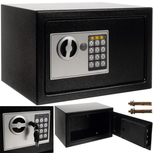 Seif metalic, electronic, 20 x 31 x 20 cm, set 2 chei si accesorii incluse, negru [10]