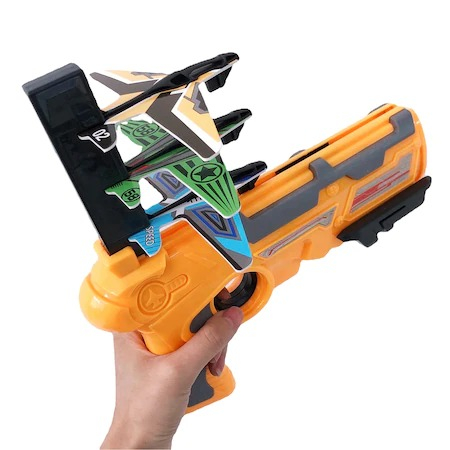 Pistol de jucarie pentru copii,lansator de 4 avioane,pistol portocaliu [4]