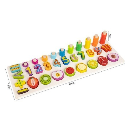 Joc educativ sortator din lemn cu numere si fructe de taiat magnetice pentru copii - Multicolor [2]