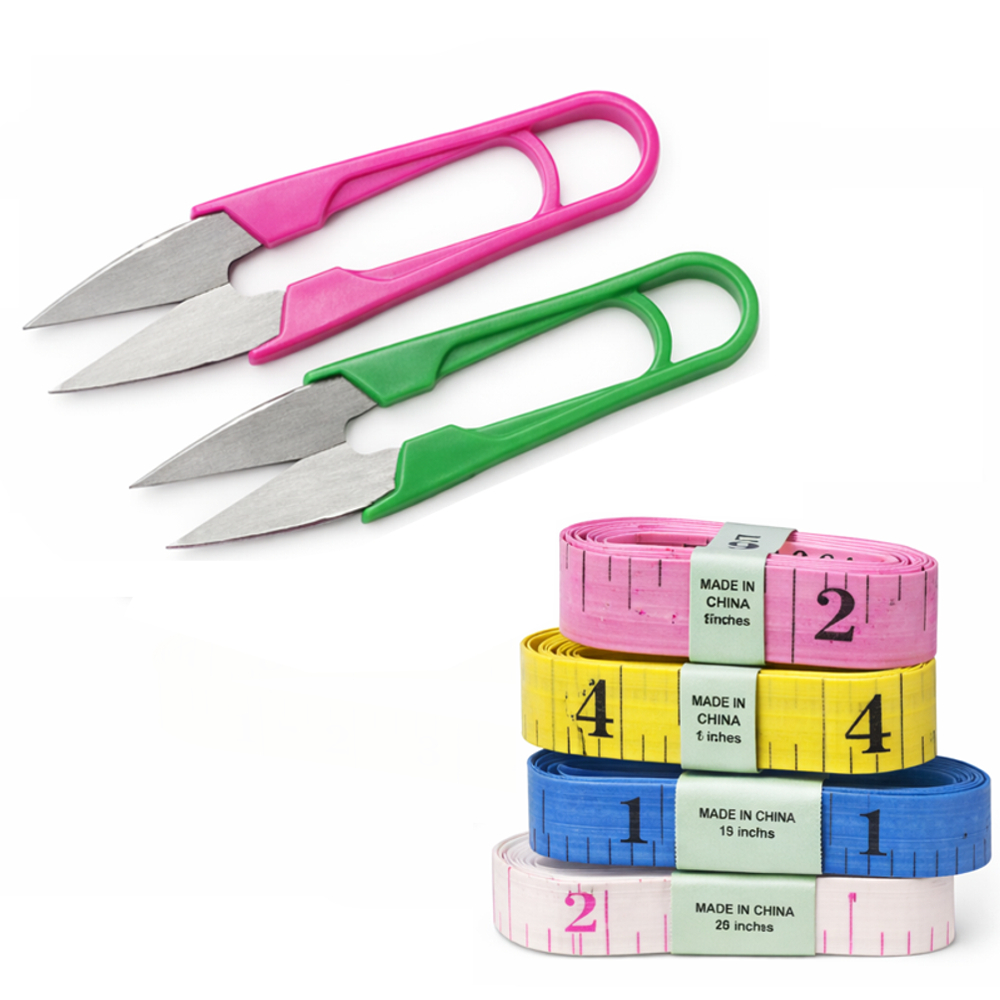 Set mini croitorie portabil, kit cusut compact cu 2 foarfeci, 4 mosore ata 48 cm, accesorii incluse, multicolor [2]