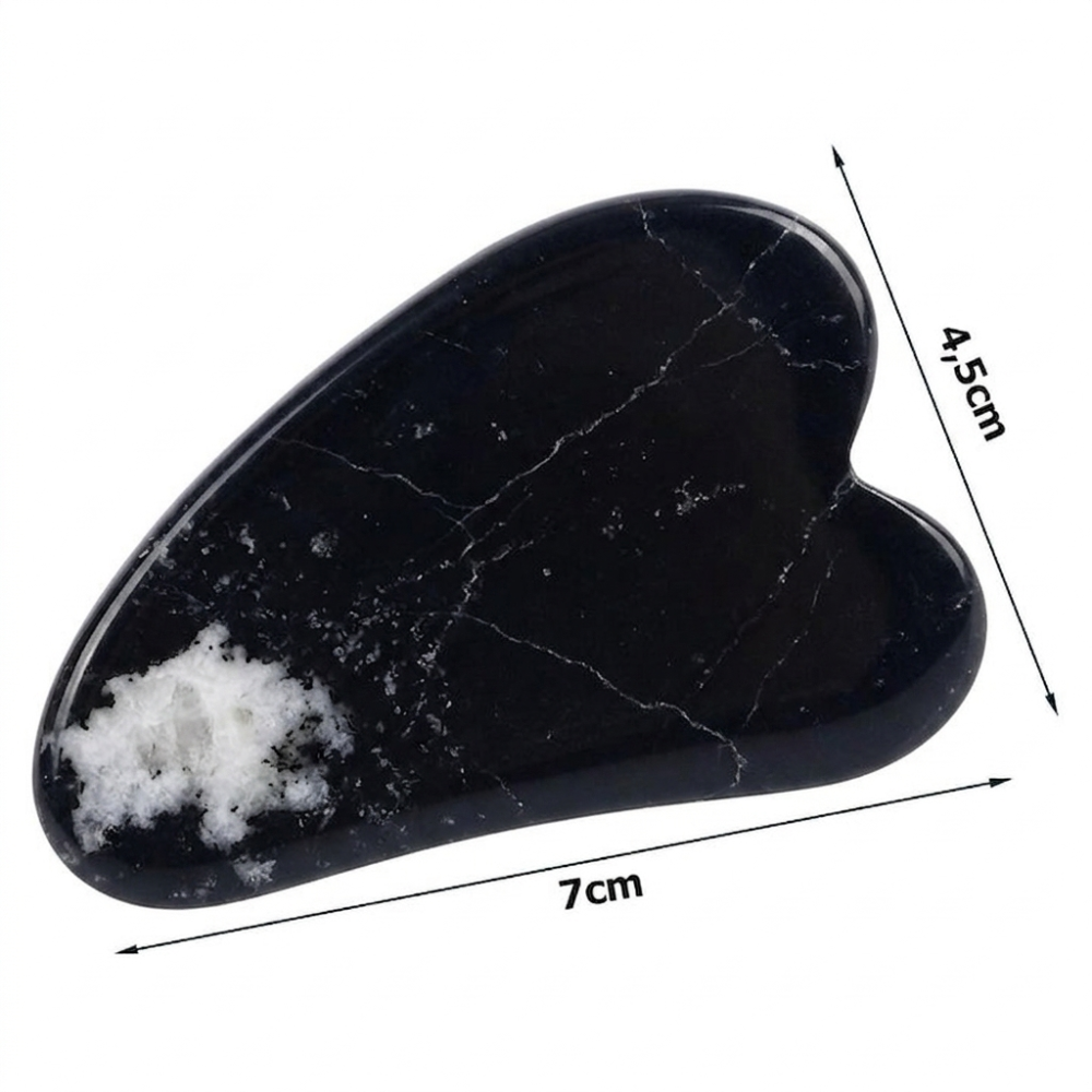 Placuta Masaj Gua Sha Dactylion, Piatra Naturala Neagra, 7x4.5 cm, Instrument Anti-Imbatranire Fata si Corp [3]