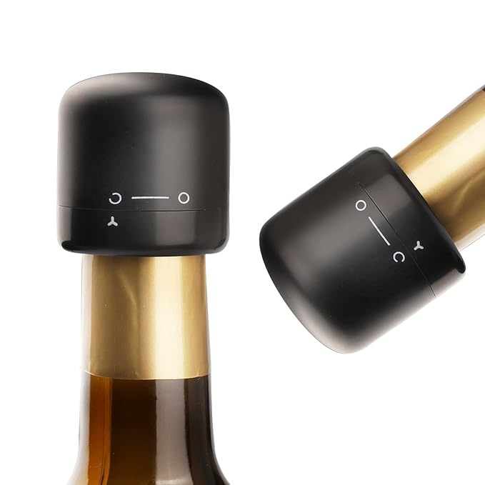 Dop pentru etansare sticla de vin, design rotativ, sistem blocare, silicon, 3.8 x 3.8 cm, reutilizabil, negru [11]