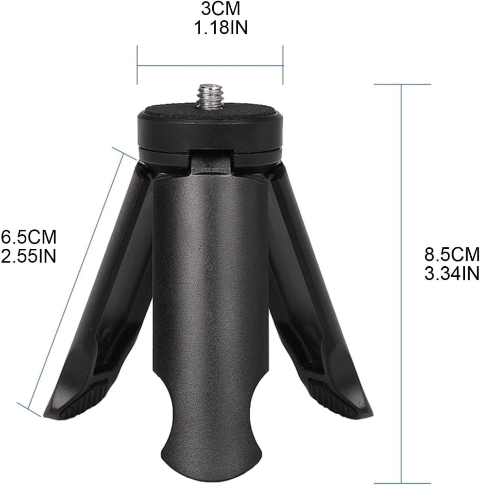 Trepied de masa 8.5 cm cu cap de bila metalic rotativ 360° si suport telefon extensibil 5.5–10 cm, montura 1/4 inch, ABS negru [9]