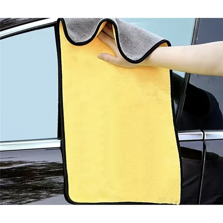 Laveta auto, microfibra, absorbtie ridicata, 60 x 30 cm, galben/gri [12]