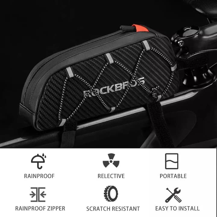 Geanta pentru bicicleta, 22 x 10 x 5.5 cm, 1l, impermeabila, negru [2]