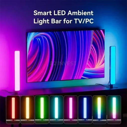 Set 2 lampi LED tip bara, RGB, jocuri de lumini, lumina ambientala, pentru divertisment, telecomanda inclusa [5]