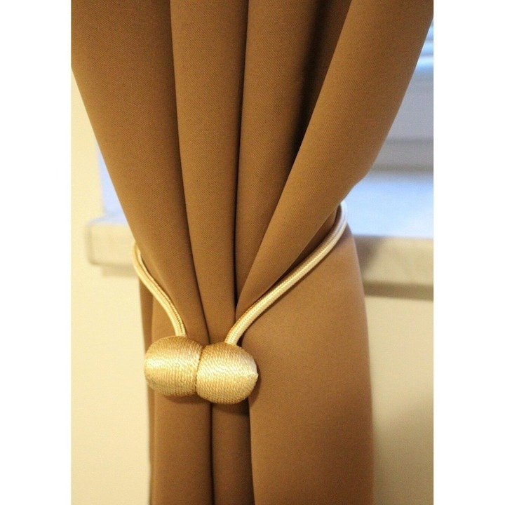 Magnet decorativ pentru perdele si draperii, tip snur, poliester, 44 cm, bej [2]