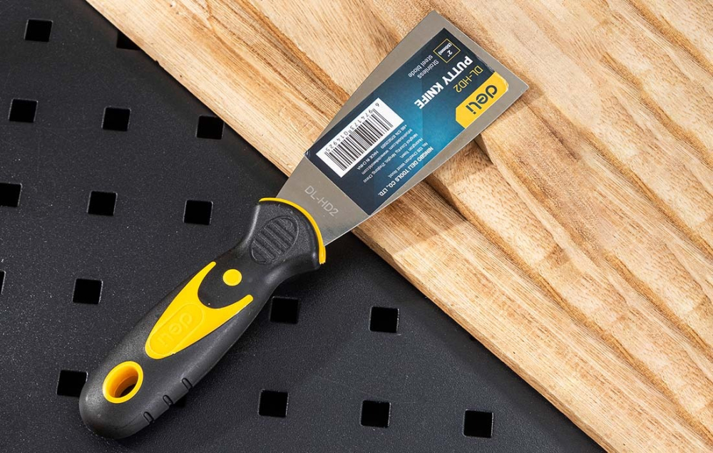 Spaclu, otel inoxidabil, maner ergonomic, 100 mm, galben/negru [8]