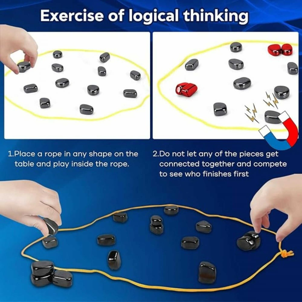 Joc educativ pentru copii, 20 magneti, sfoara, cutie depozitare, 8 ani+, 16 x 11 x 3 cm, albastru [2]