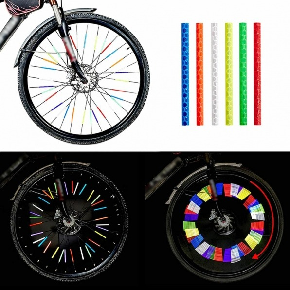 Set 12 tuburi reflectorizante, rezistente la conditii meteorologice, pentru spitele bicicletei, lungime 7.5 cm, verde [3]
