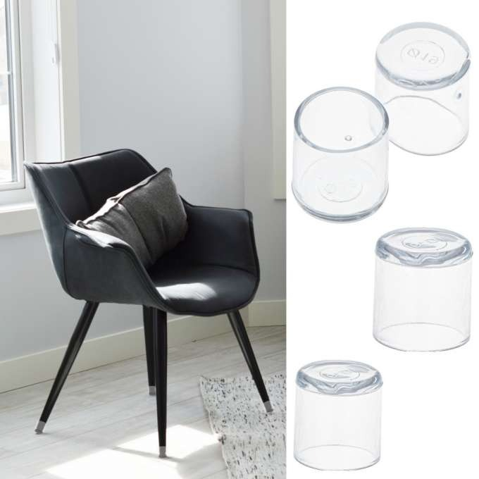 Set 4 bucati protectii pentru picioare scaun, PVC, 18 mm, anti-zgarieturi, transparente [3]
