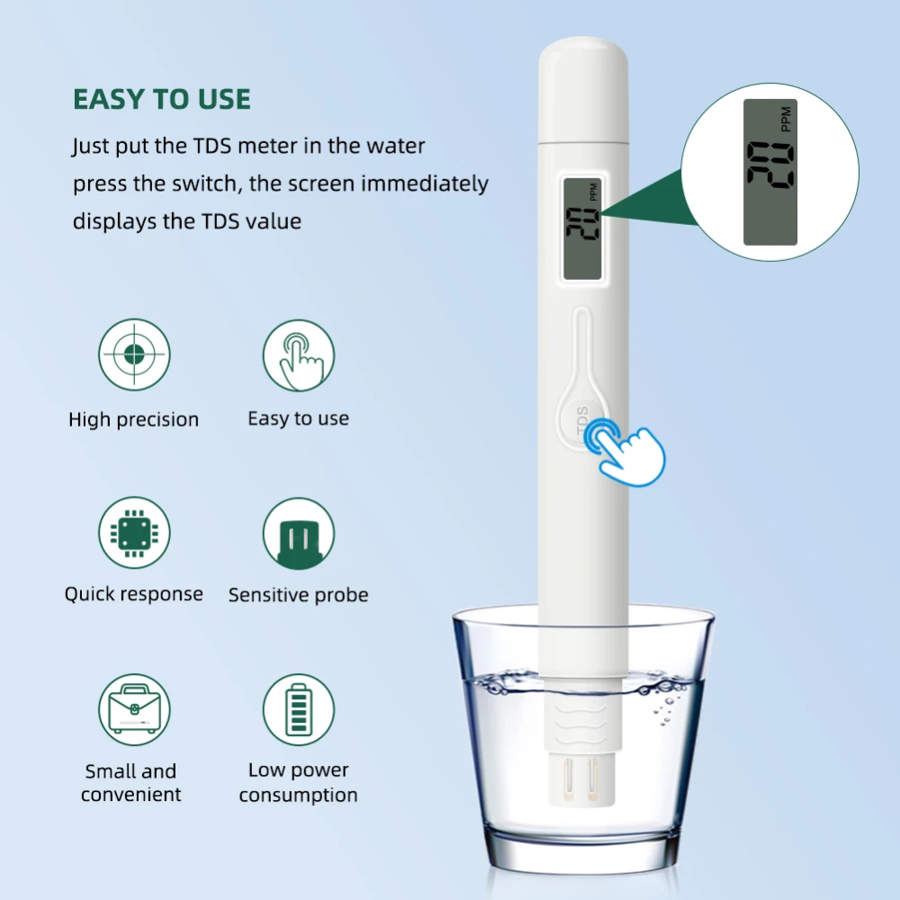 Tester digital apa, TDS, 0-9990 ppm, masurare rapida, alb [2]