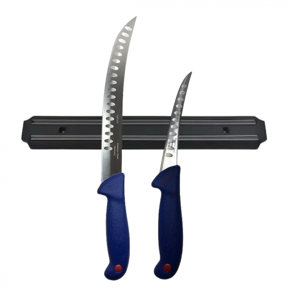 Set profesional de macelarie, fasonat, transat, degresat, dezosat, 2 cutite, suport magnetic [2]