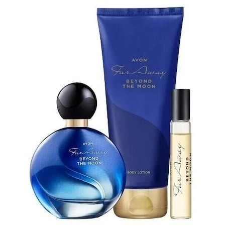 Set cadou pentru Ea, parfum de femei Far Away the Moon insotit de lotiune, mini apa, trandafir auriu din plastic suflat la baza cu aur si insigna Dactylion cu mesaj motivational [2]