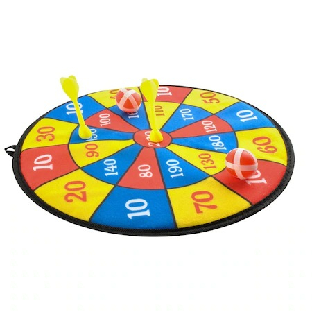 Joc de darts pentru copii cu 2 sageti si 2 mingi,material velcro,diametru 36 cm - Multicolor [8]