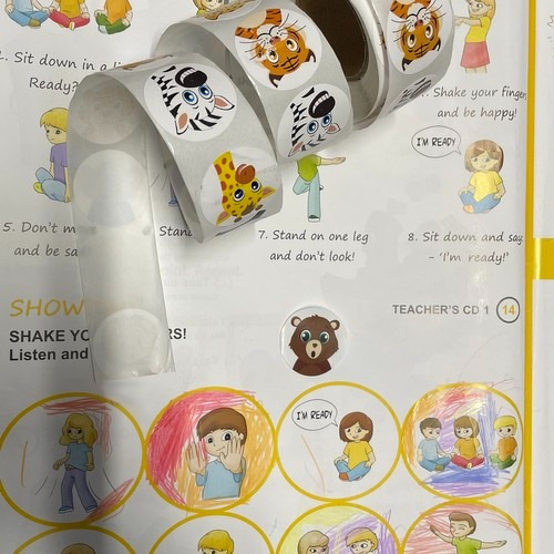 Set 500 etichete autoadezive, cu animale, pentru copii, 8 modele, 6 x 2.6 cm, multicolor, universale [7]