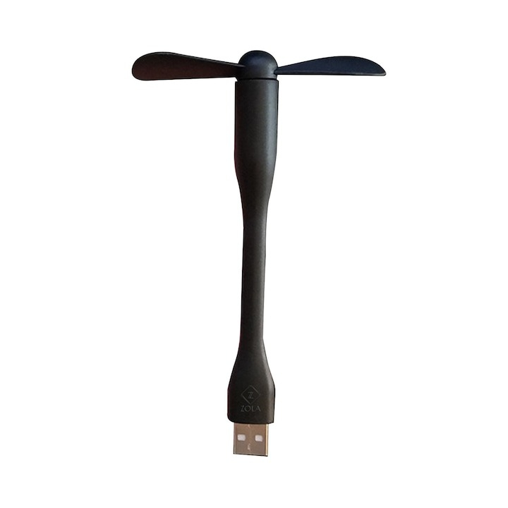 Mini ventilator din silicon, cu alimentare prin USB, portabil, brat flexibil, 14 x 8.5 cm, negru [9]