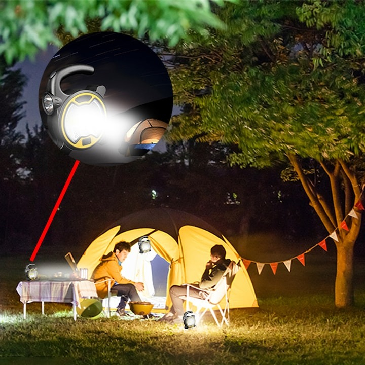 Lanterna camping, LED, lumina rece, 13 x 9.5 x 3 cm, forma ergonomica, 2 moduri de iluminare, negru/galben [10]