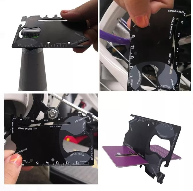 Card multifunctional pentru supravietuire, 18 in 1, otel inoxidabil, 9 x 6 cm, negru [3]