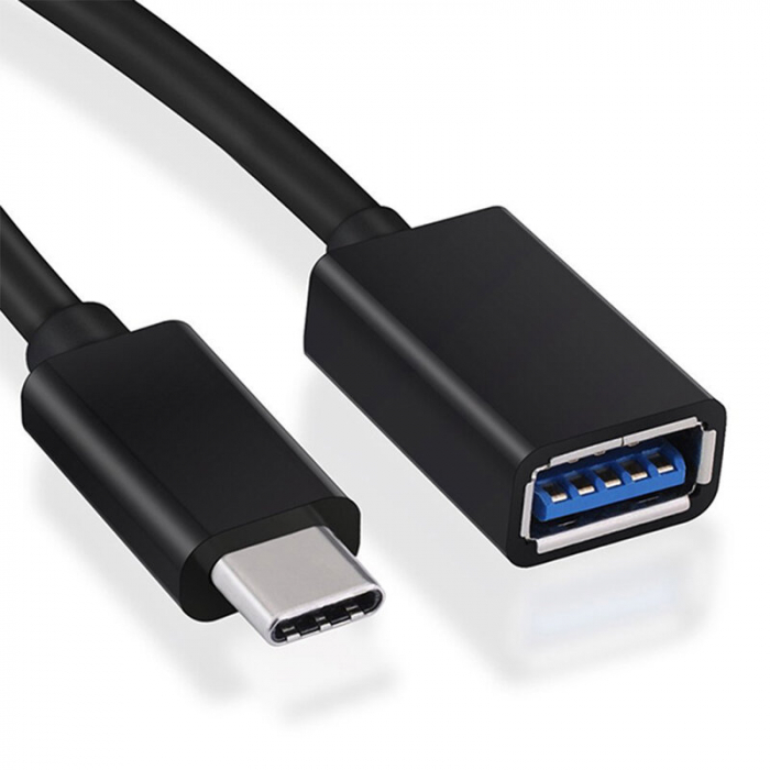 Cablu date,  adaptor USB 2.0 la USB Type C, lungime cablu 10 cm - Negru [2]