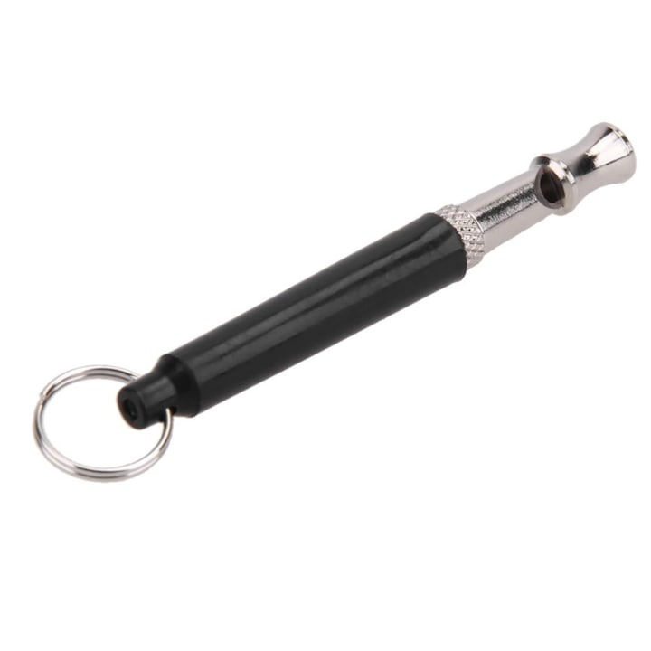 Fluier de dresaj pentru caini, lungime 8 cm, metal/plastic, negru/argintiu [3]