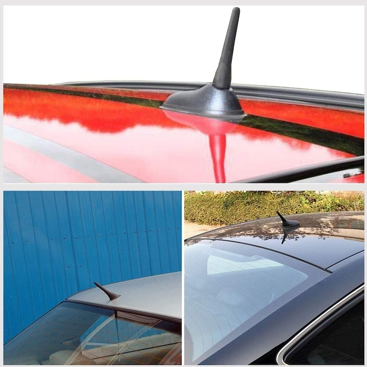 Antena radio auto, universala, plastic/otel, 3 adaptoare incluse, lungime 9 cm, negru [3]