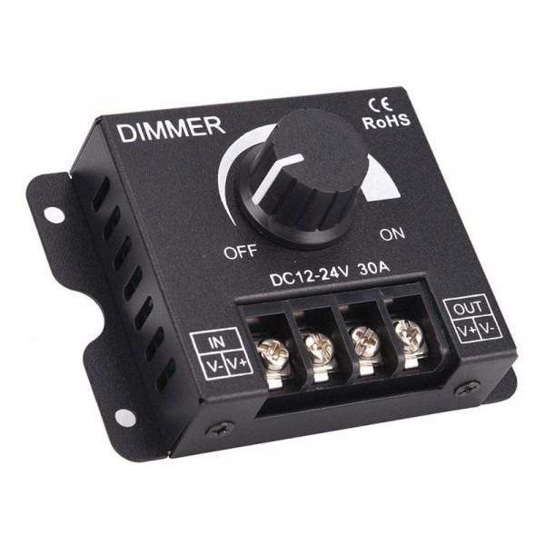 Dimmer pentru benzi LED, control manual, 12V-24V, 30A, negru [9]
