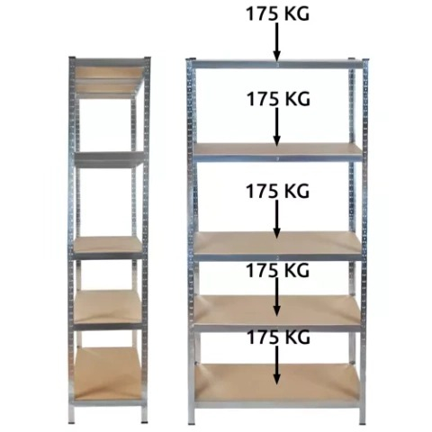 Raft metalic pentru depozitare, 5 polite, capacitate 175 kg/polita, total 875 kg, 220x100x45 cm [8]