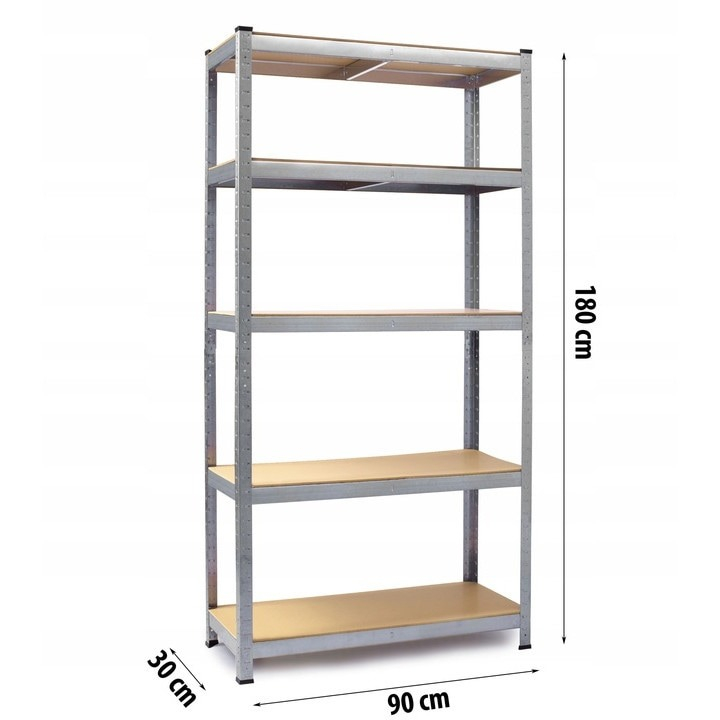 Raft metalic pentru depozitare, 5 polite, capacitate 175 kg/polita, total 875 kg, 180x90x30 cm [9]